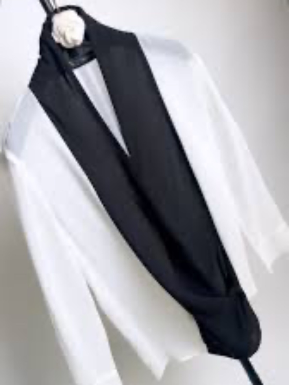 ZARA size XS shawl collar sheer blouse ivory and black